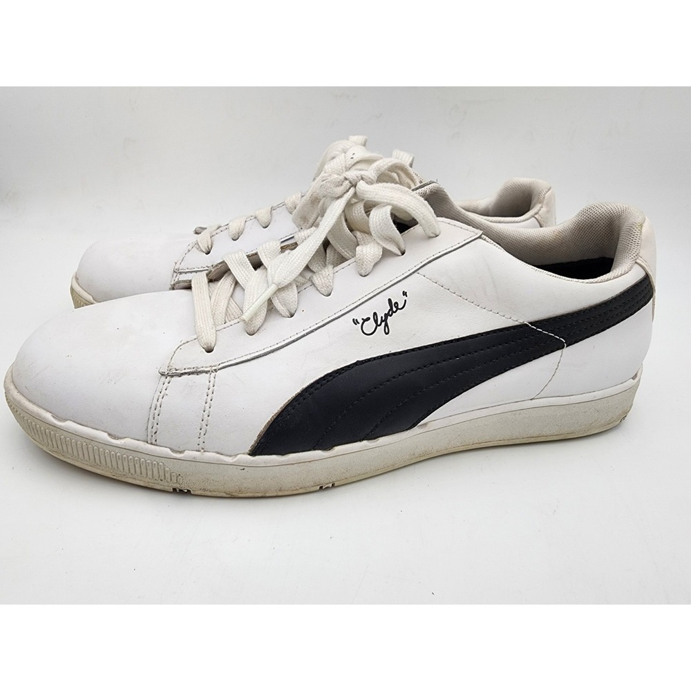 PUMA Clyde Golf Sneakers Spikeless Mens Size 11 White Black Leather Lace Up - Picture 2 of 13